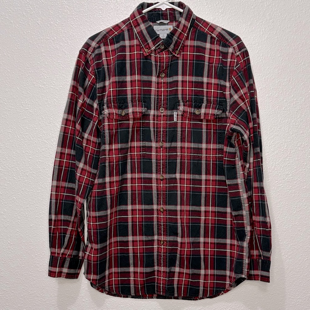 Men’s carhartt plaid flannel‎ button down shirt